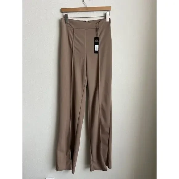 Fashion Nova victoria high waisted dress pants taupe Size XL NEW WOMENS - Picture 2 of 8